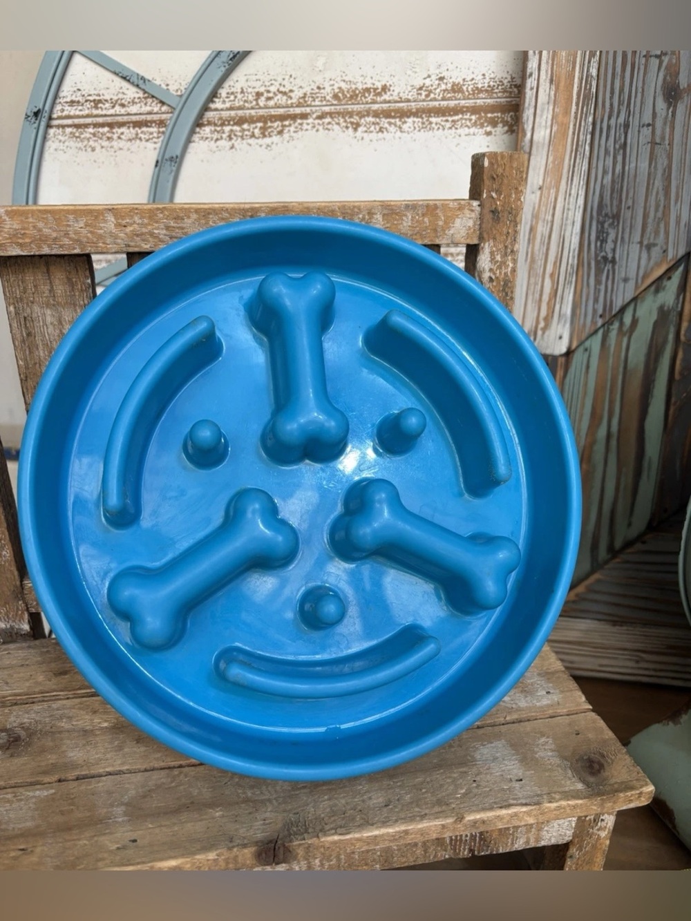 Top Paw Slow Feed Plastic Bowl 9" Diameter 8.5”Eating Area, Preowned See Pics